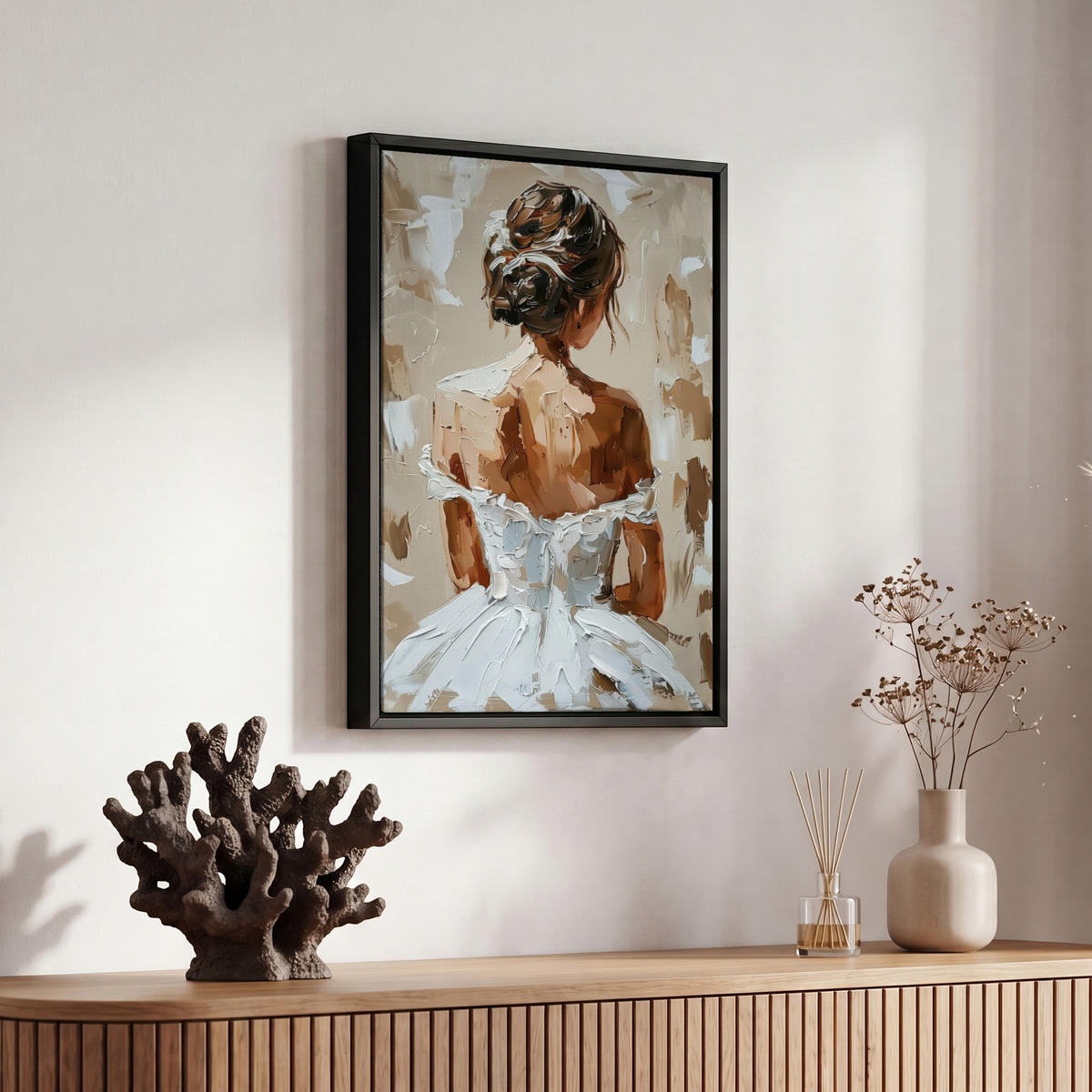 LEINWAND Bilder mit Rahmen - Frau - Farbe - Abstrakt - Beige - Modern - 20x30 - Sandfarben, Textil (20/30cm) - MuchoWow