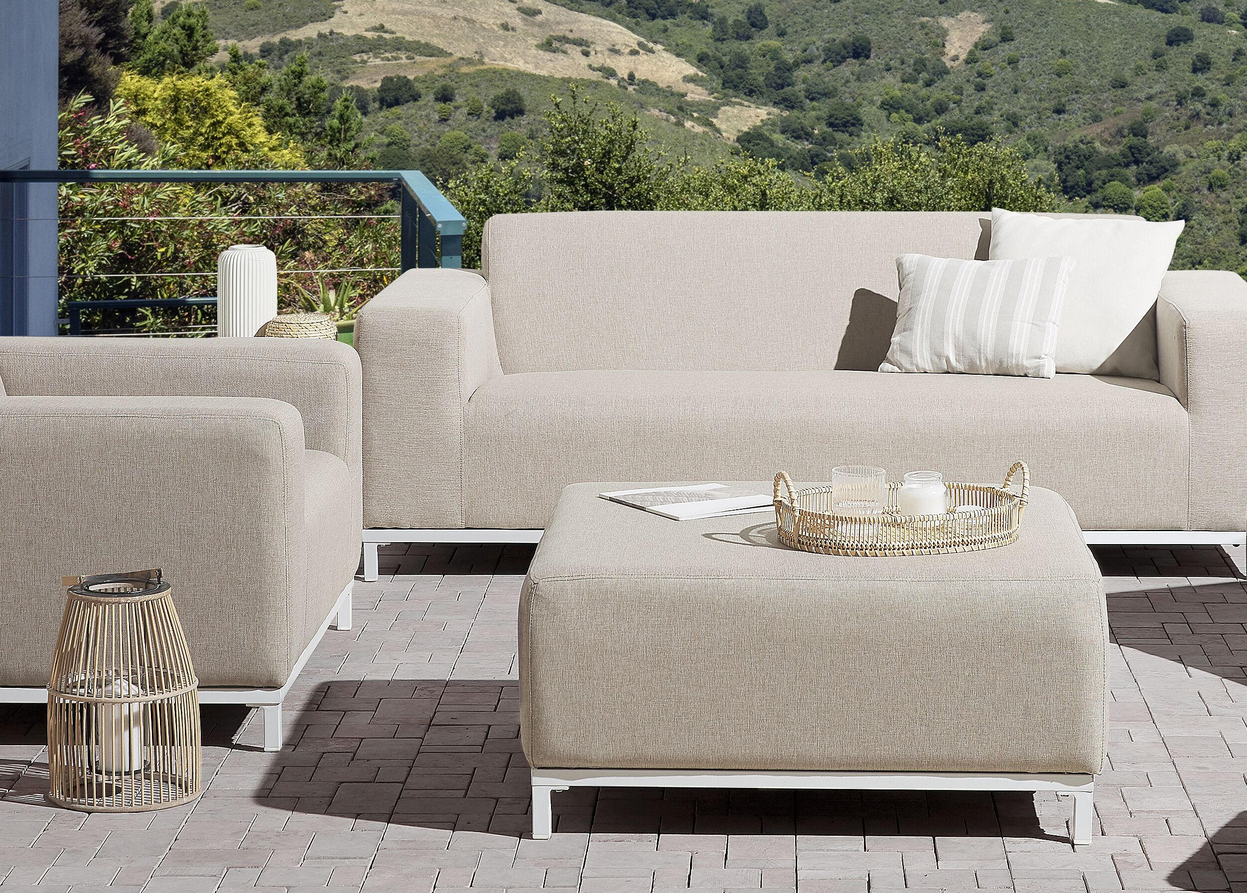 OTTOMANE Rovigo 83/83/38 cm - Beige, Kunststoff/Textil (83/38/83cm) - Beliani