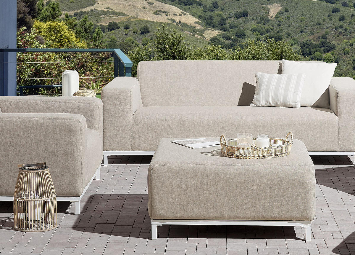 OTTOMANE Rovigo 83/83/38 cm - Beige, Kunststoff/Textil (83/38/83cm) - Beliani