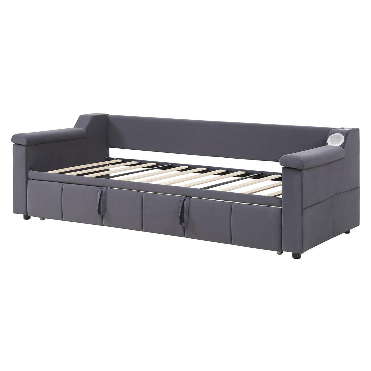 SCHLAFSOFA ausziehbar 90/180x190 cm Samt Grey - Grau, Metall (90/190cm) - Meubliv
