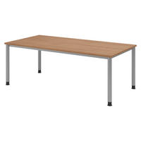 SCHREIBTISCH Serie-H Gestell: Silber 100/200/74 cm in Nussbaumfarben - Nussbaumfarben, Holzwerkstoff (100/200/74cm) - bümö