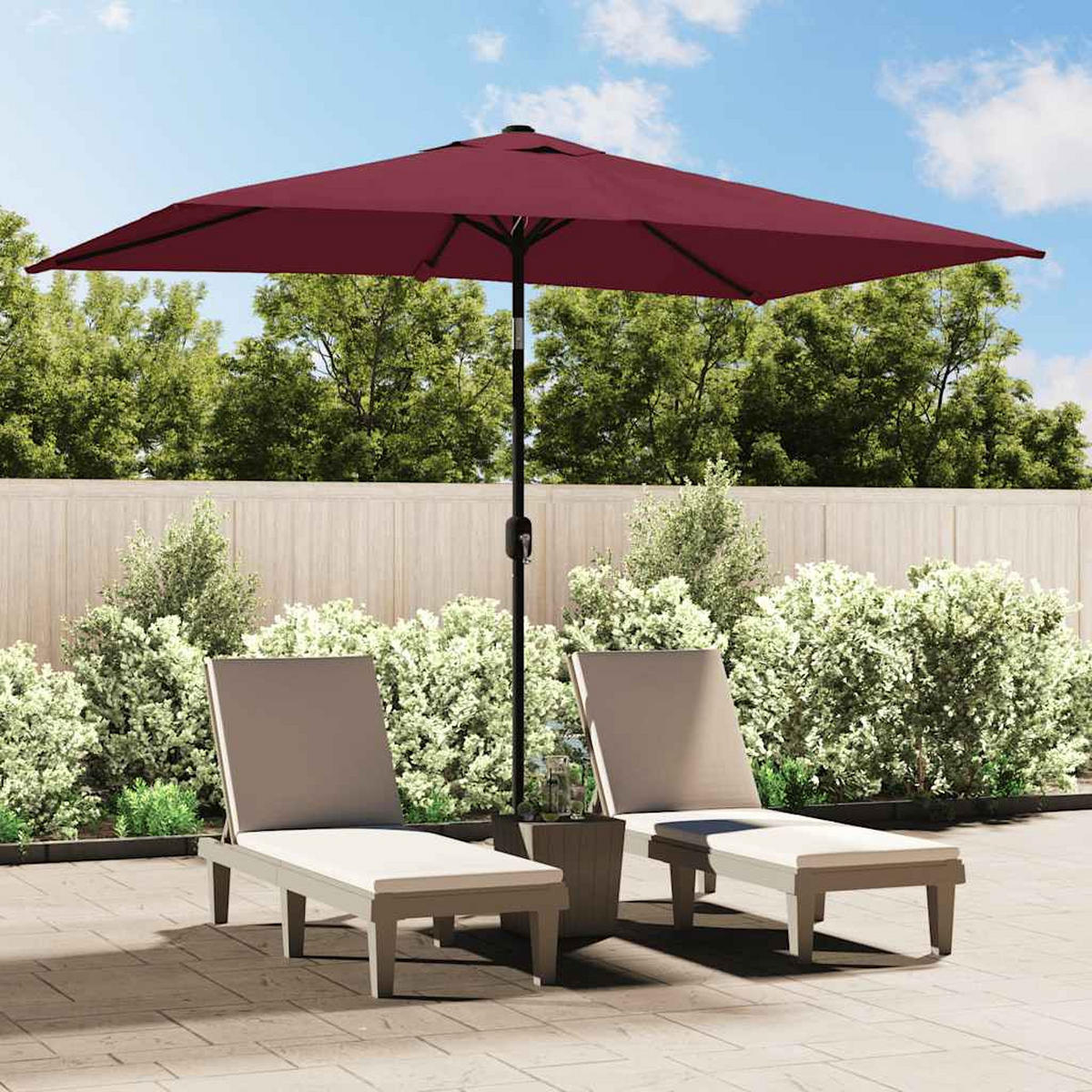SONNENSCHIRM Mit Metall-Mast 300/200 Cm Bordeauxrot - Rot, Textil (300/200cm) - vidaXL