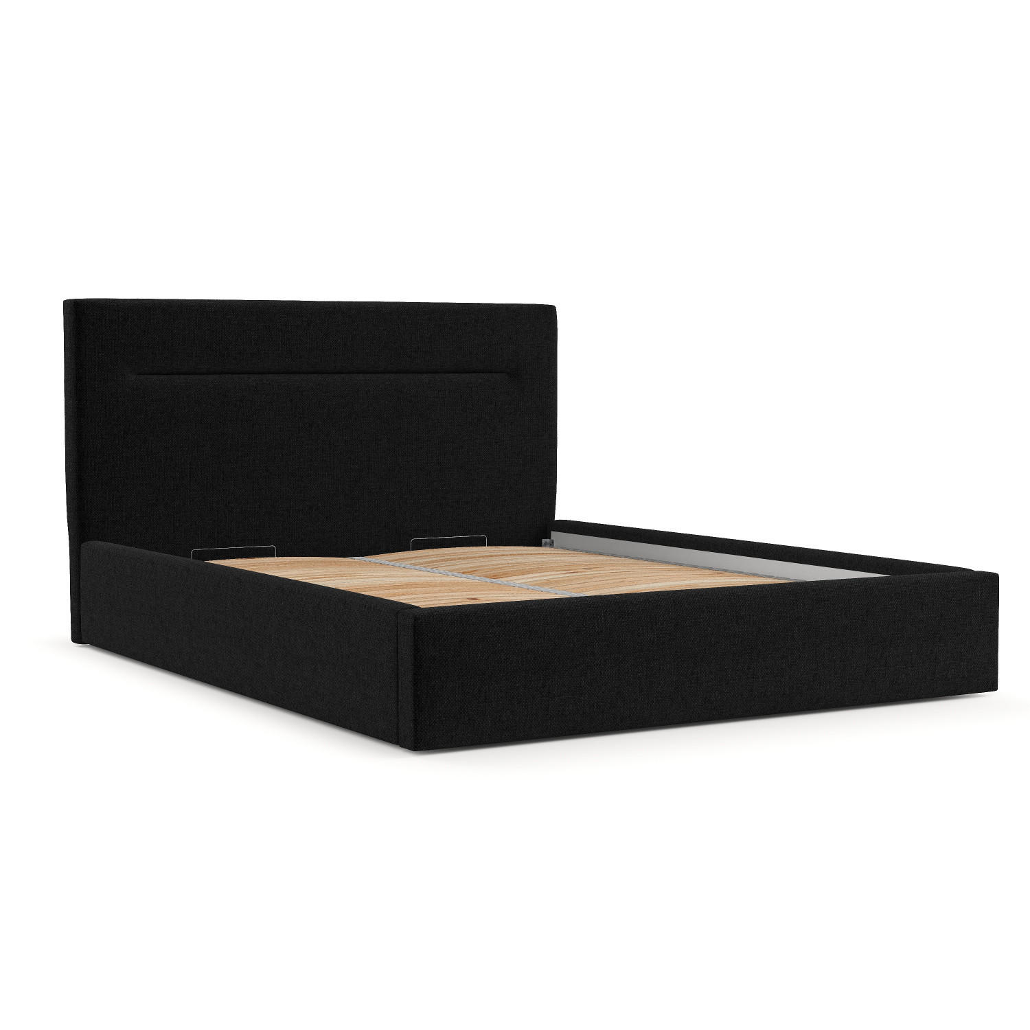 POLSTERBETT Liline 180/200 cm Schwarz im Inari Stoff - Schwarz/Naturfarben, Holz/Holzwerkstoff (180/200cm) - AltaBeds