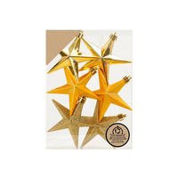 WEIHNACHTSORNAMENTE 6er-Set Ornamente Sterne gold Mix 9 cm - Goldfarben, Kunststoff (9/9/1cm) - LAALU