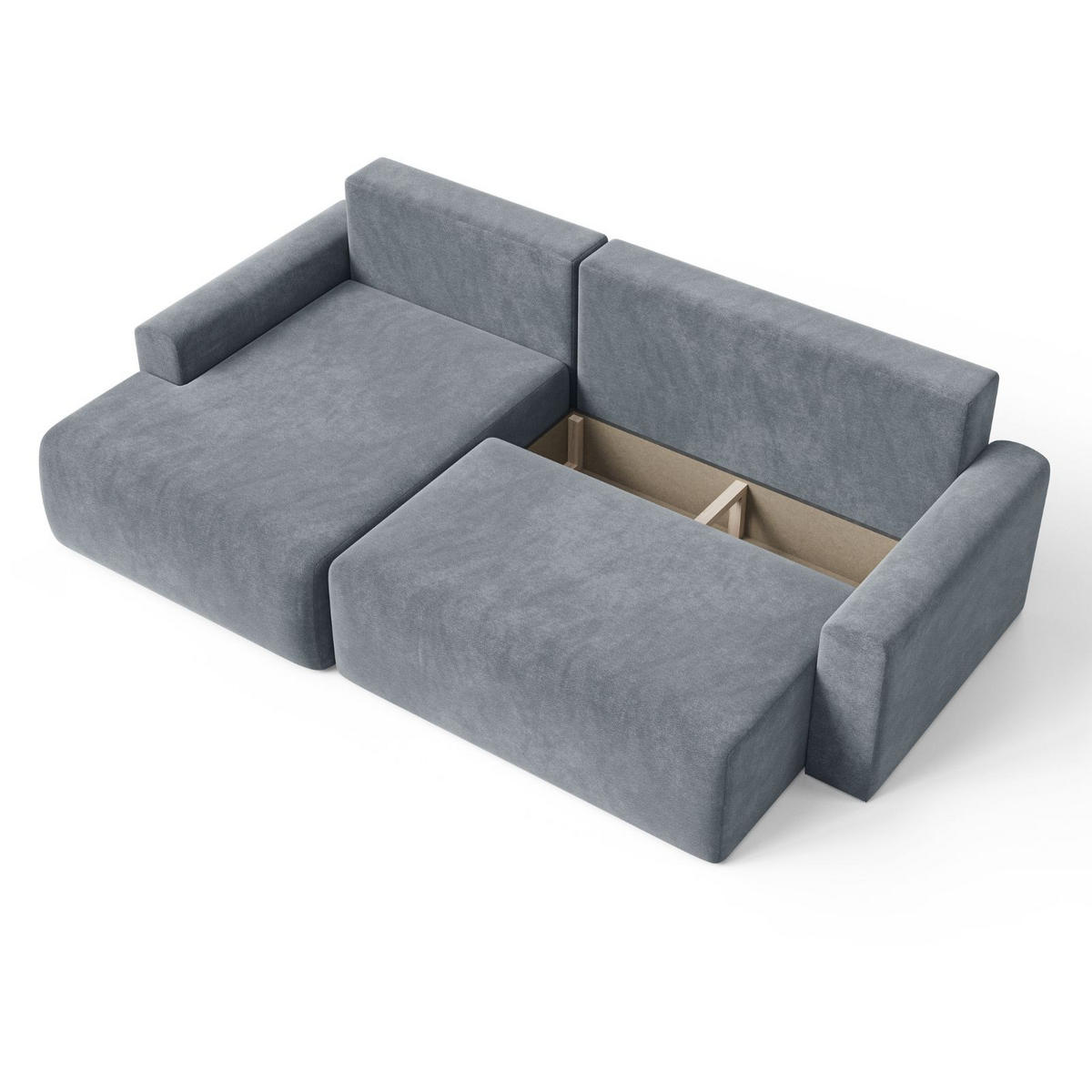 ECKSOFA MILO LARGE mit Schlaffunktion, Bettkasten und Cordbezug, Links - VIBE 95 - Dunkelgrau, Holz (270/142cm) - Dekori_Interiors