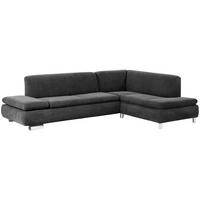 ECKSOFA mit Ottomane rechts Kaye Bezug Veloursstoff Metallfuß verchromt / anthrazit - Grau, Kunststoff (270/190cm) - 58aufmkessel
