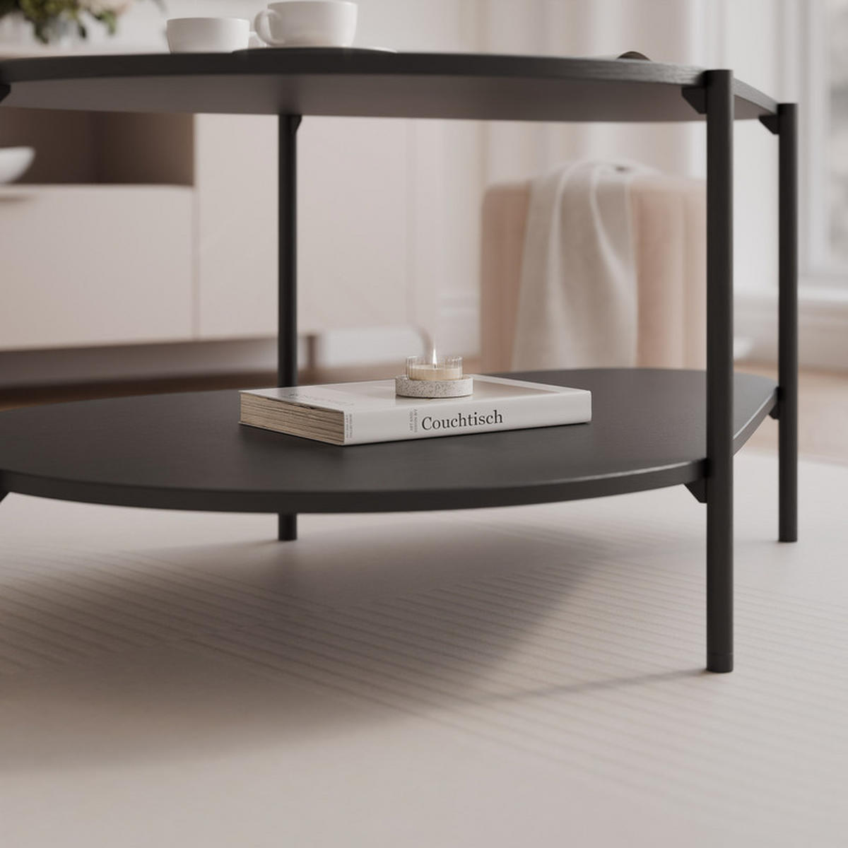 COUCHTISCH LORIEN 90/65/45 cm Rechteckig, Schwarz - Schwarz, Holzwerkstoff/Metall (65/90/45cm) - Idohome