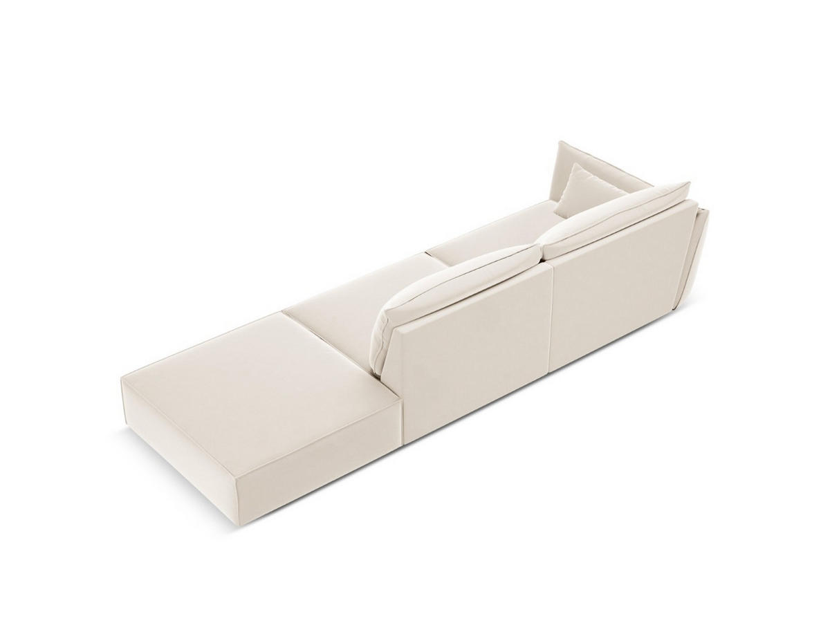 RECHTES-SOFA Kaelle aus Samt leichtes beige 4 Sitzplätze - Creme, Textil (110/85/264cm) - Micadoni