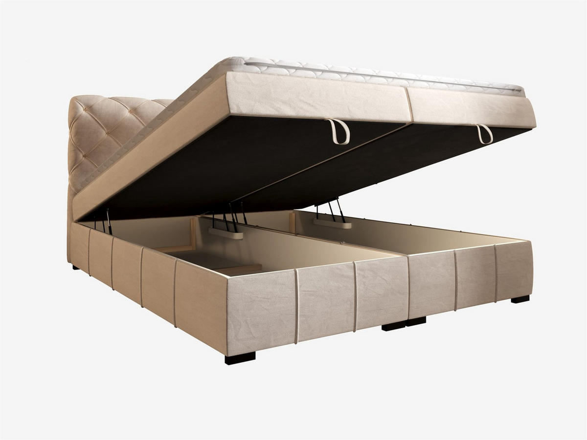 BOXBETT Gisel - Grün, Holzwerkstoff/Textil (180/200cm) - Fun Möbel