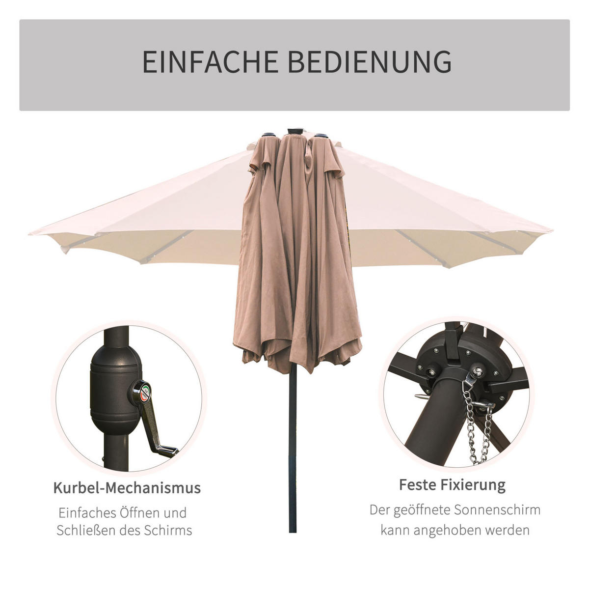 SONNENSCHIRM 196 cm in Weinrot mit Knickfunktion – sechseckiger Balkonschirm - Rot, Metall (196/196cm) - BEAOK