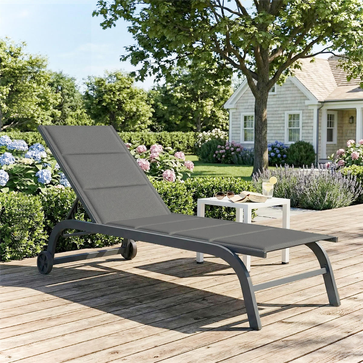 SONNENLIEGE Aluminium Dunkelgrau - Dunkelgrau, Textil/Metall (62/94/165cm) - Outsunny