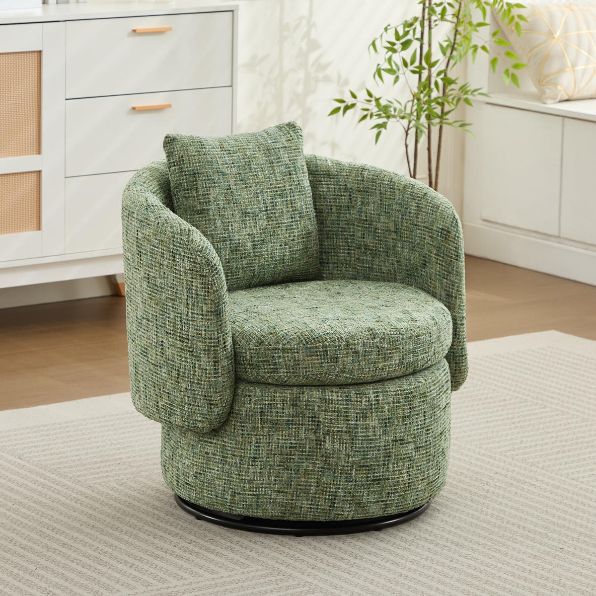 DREHSESSEL Chenille mit verstecktem Stauraum 72/66.5/76 cm Grün - Grün, Textil (66.5/76/72cm) - Redom