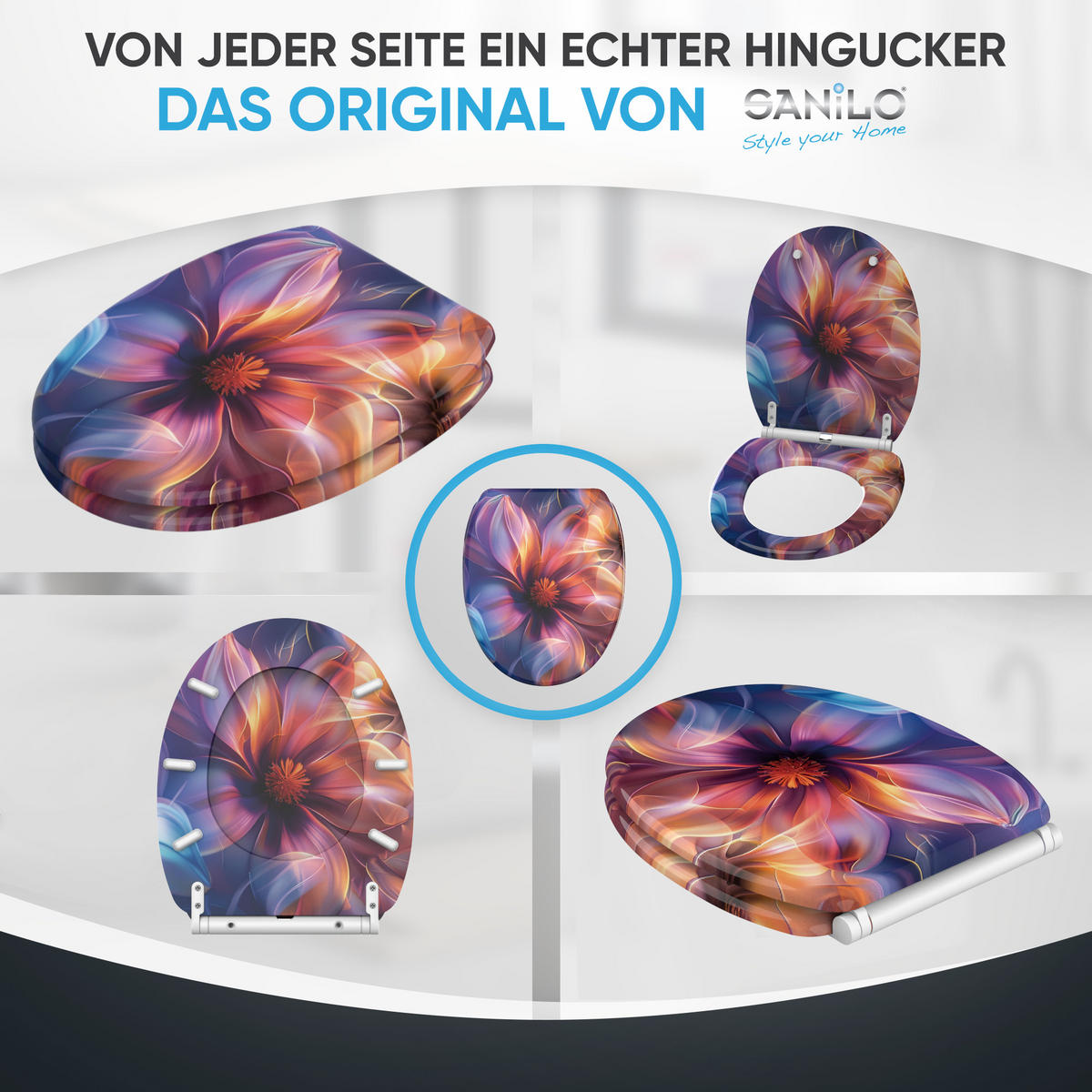 WC-SITZ mit Absenkautomatik & Top Fix Nuvana - Blau/Lila, Holzwerkstoff (37.7/5/48cm) - Sanilo