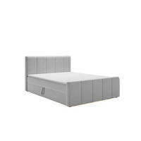 BOXBETT Berg Mit Matratze, Stoff Komodo Grau 160x200 cm - Grau, Holz (160/200cm) - Kaiser Möbel
