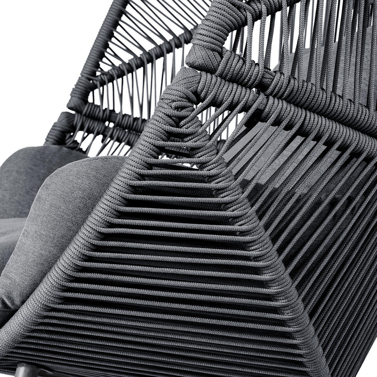 GARTENSESSEL - Eisen / Polyester - Schwarz, Textil/Metall (100/140/100cm) - home24