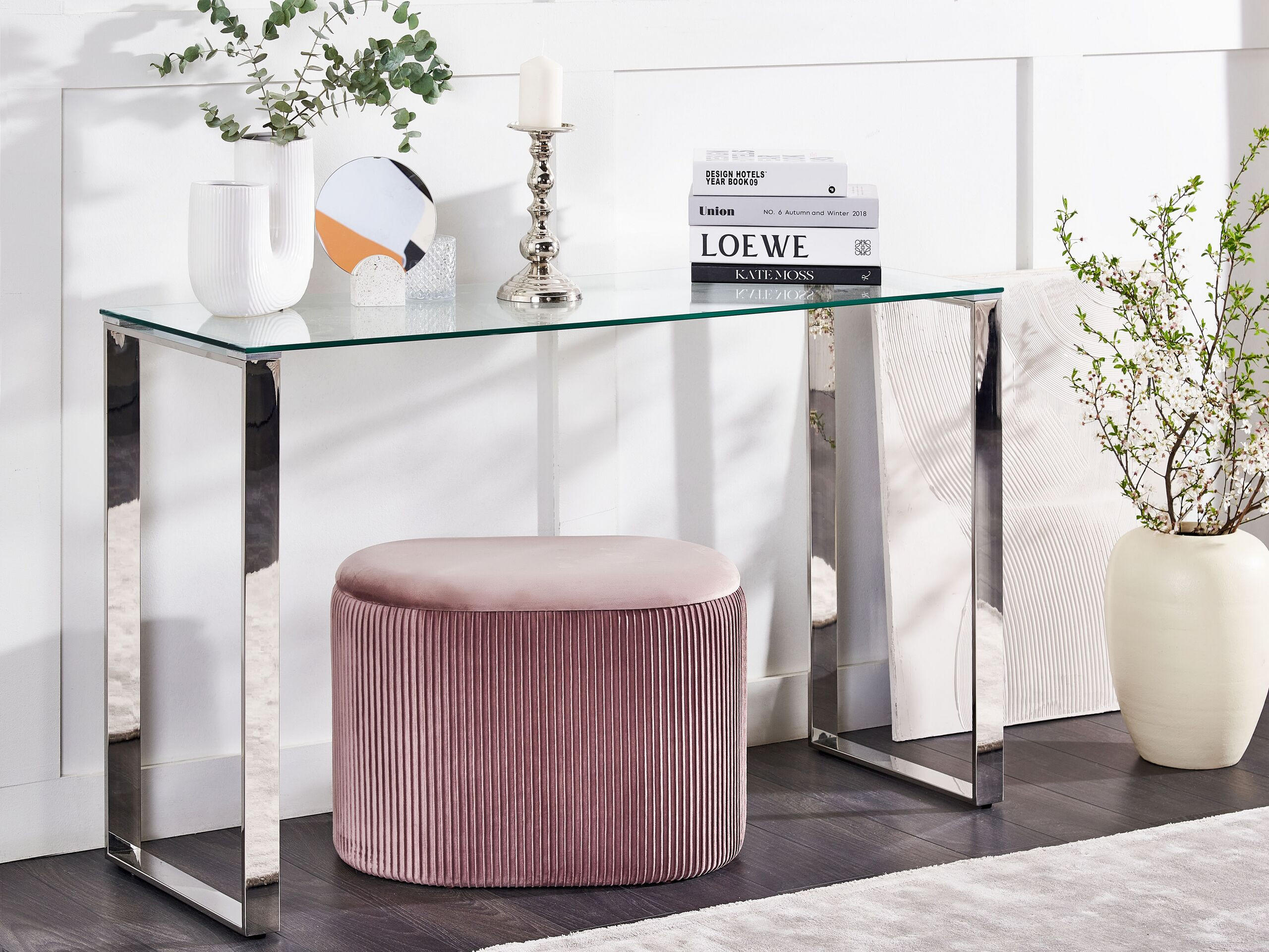 KONSOLENTISCH mit Glasplatte Silber Tilon - Transparent/Silberfarben, Glas (40/120/75cm) - Beliani