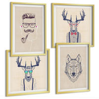 BILDER SET 4er Set - 50x50 cm & 40x60 cm Goldrahmen - Stilvolle Tierporträts - Goldfarben, Kunststoff (50/50cm) - TULUP