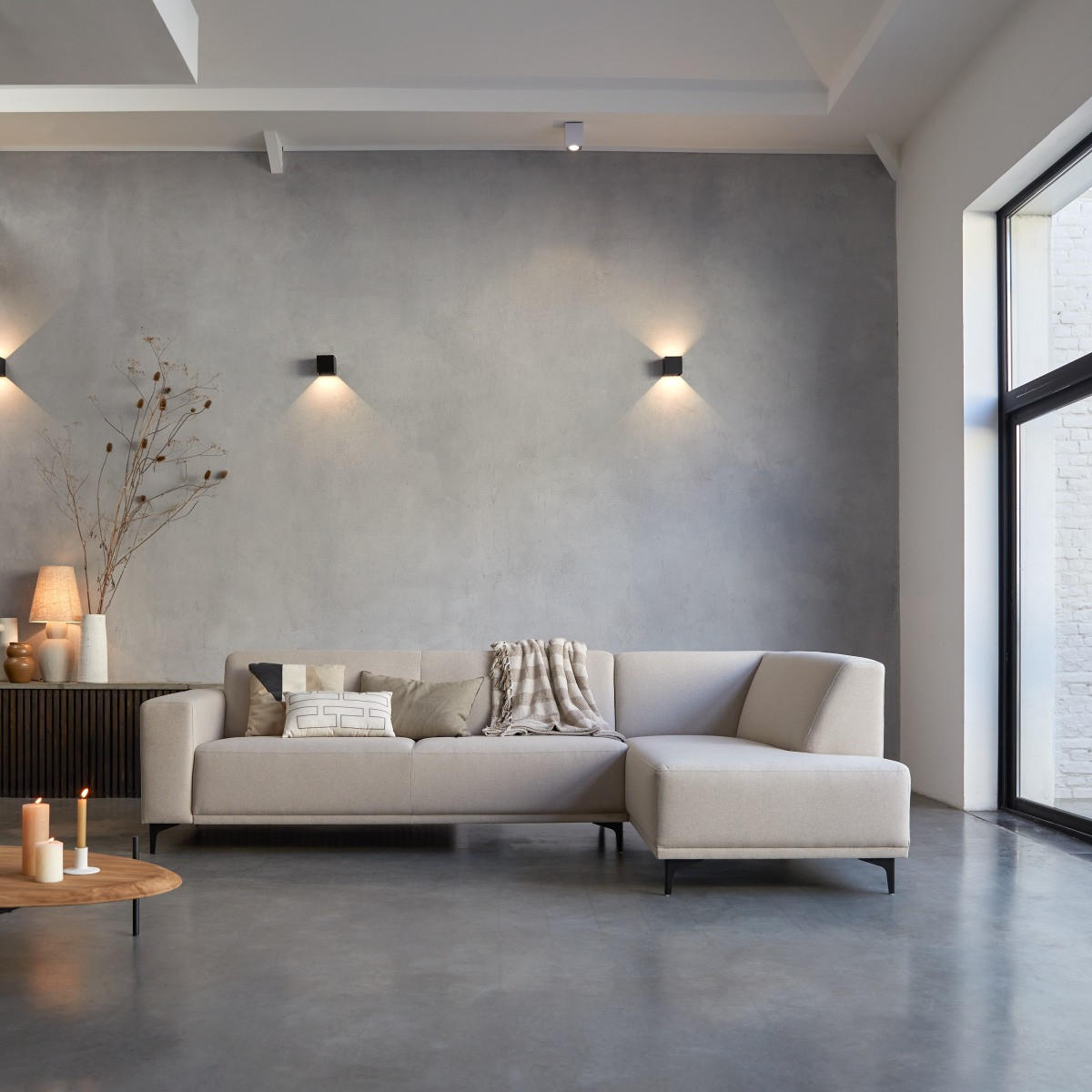 SOFA Lars Beige aus Stoff - Beige, Textil (294/185cm) - Tikamoon
