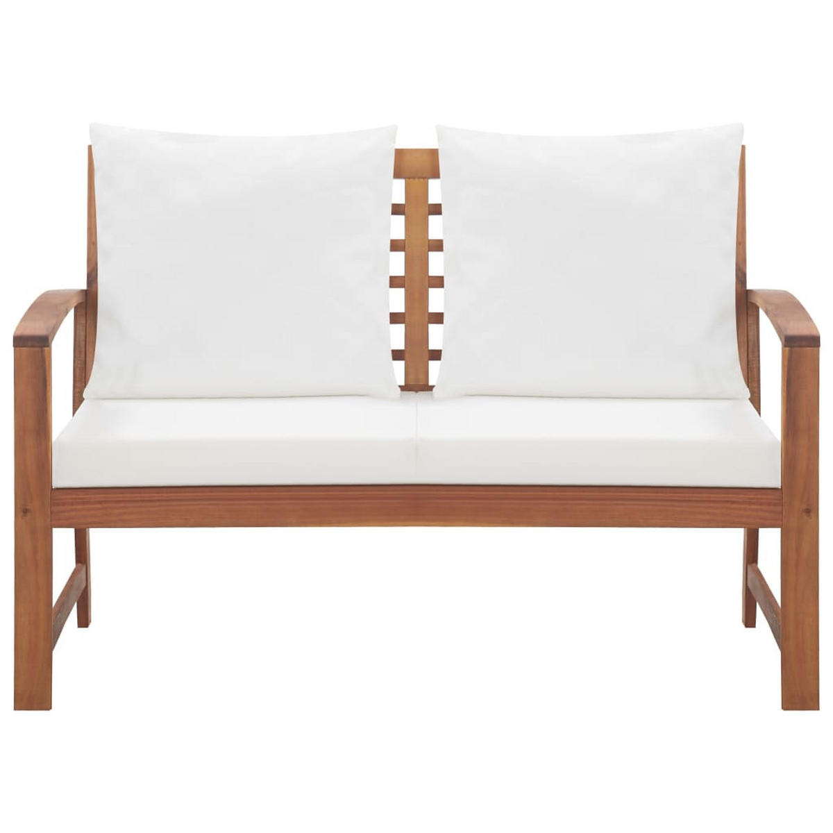 LOUNGEGARNITUR mit Auflagen und 100 cm Tisch, aus Massivholz Akazie, Cremeweiß, 4-teiliges Set - Creme, Holz/Textil - vidaXL