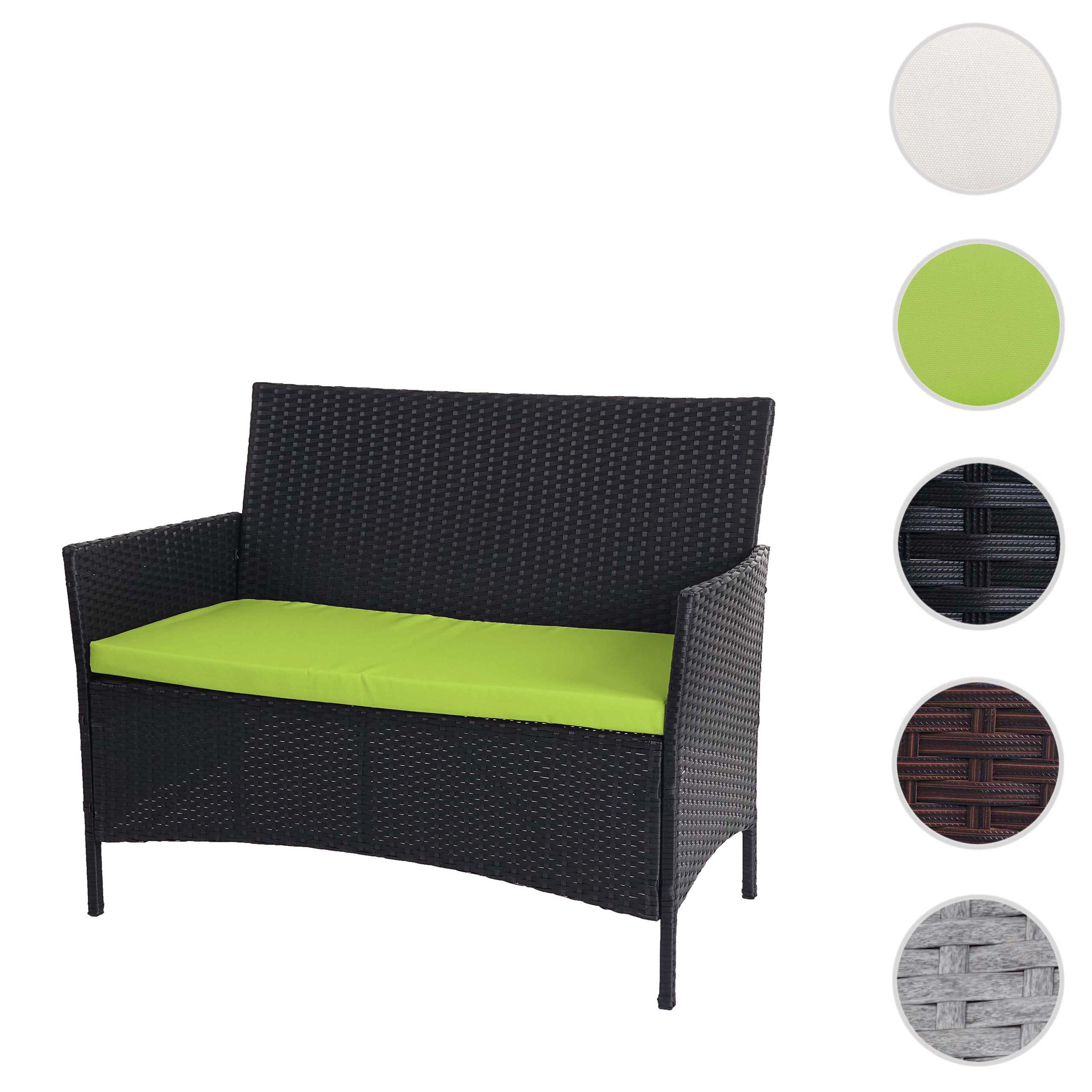POLY-RATTAN GARTENBANK Anthrazit, Grün - Anthrazit/Grün, Kunststoff (106/83/60cm) - MCW