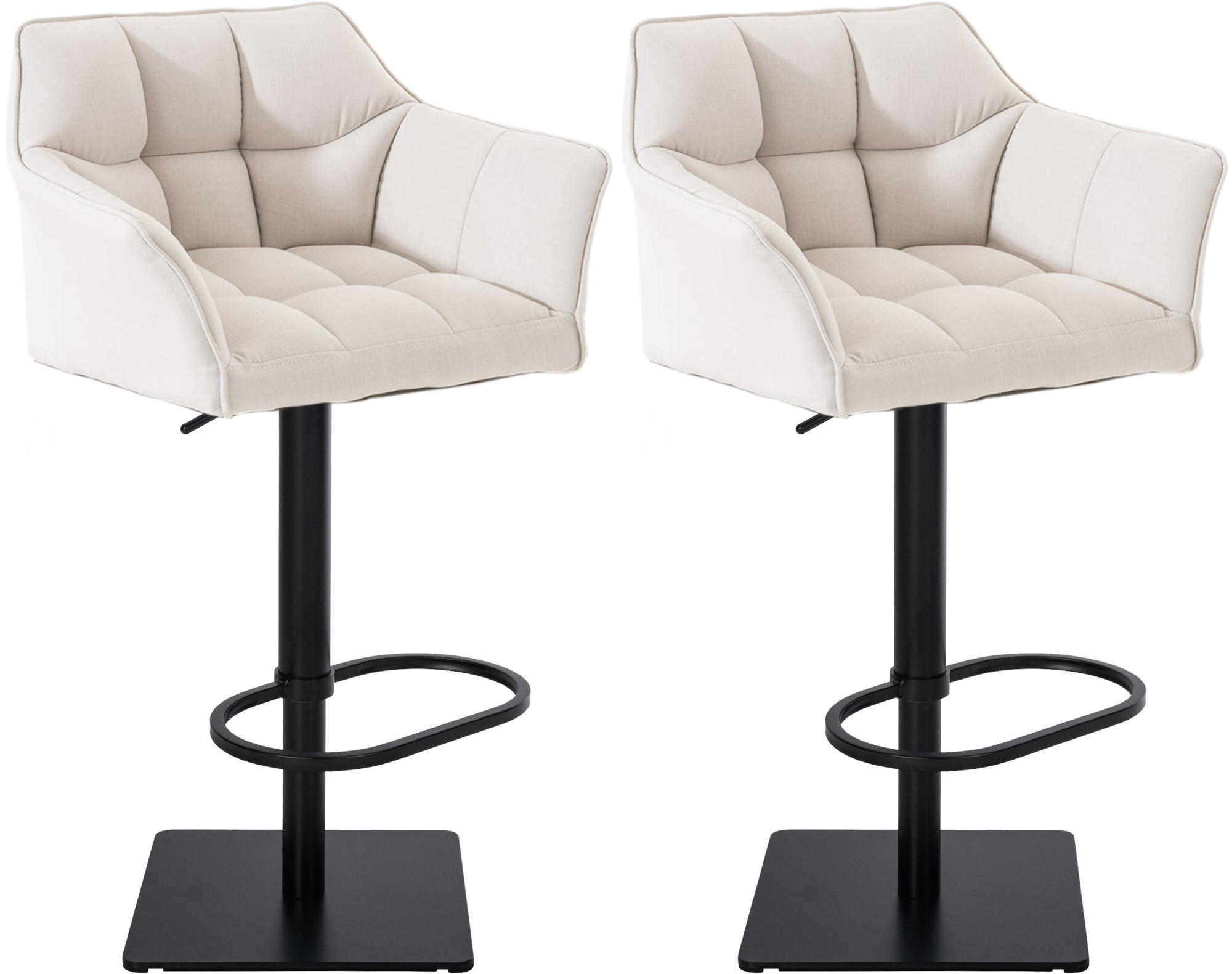 BARHOCKER 2er Set Stoff Weiß - Schwarz/Weiß, Textil/Metall (64/88/45cm) - CLP