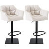 BARHOCKER 2er Set Stoff Weiß - Schwarz/Weiß, Textil/Metall (64/88/45cm) - CLP