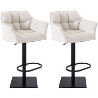 BARHOCKER 2er Set Stoff Weiß - Schwarz/Weiß, Textil/Metall (64/88/45cm) - CLP