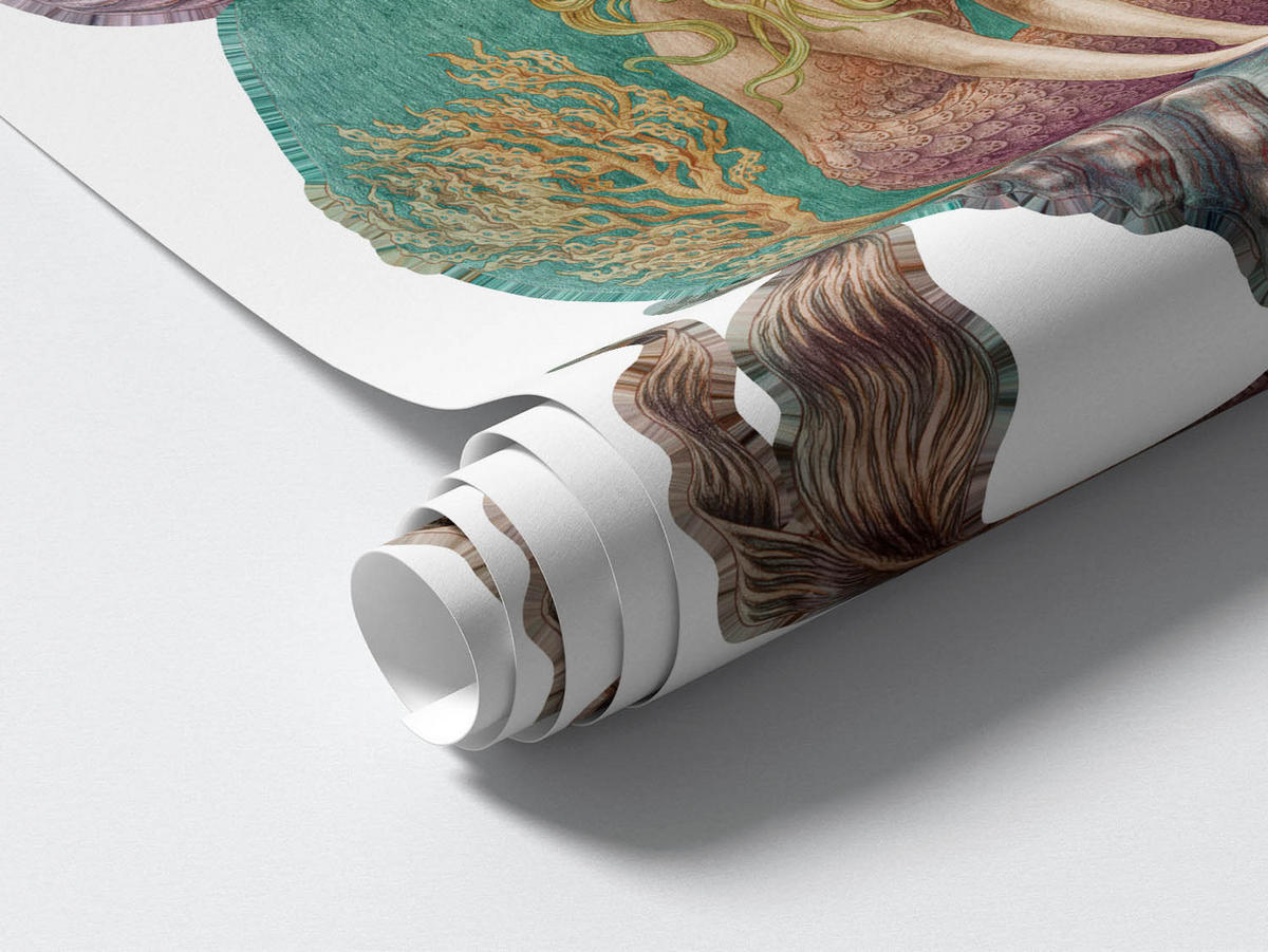 WANDAUFKLEBER 100x132cm - Die kleinen Meerjungfrauen - Multicolor, Kunststoff (100/132/0.1cm) - Wallfluent