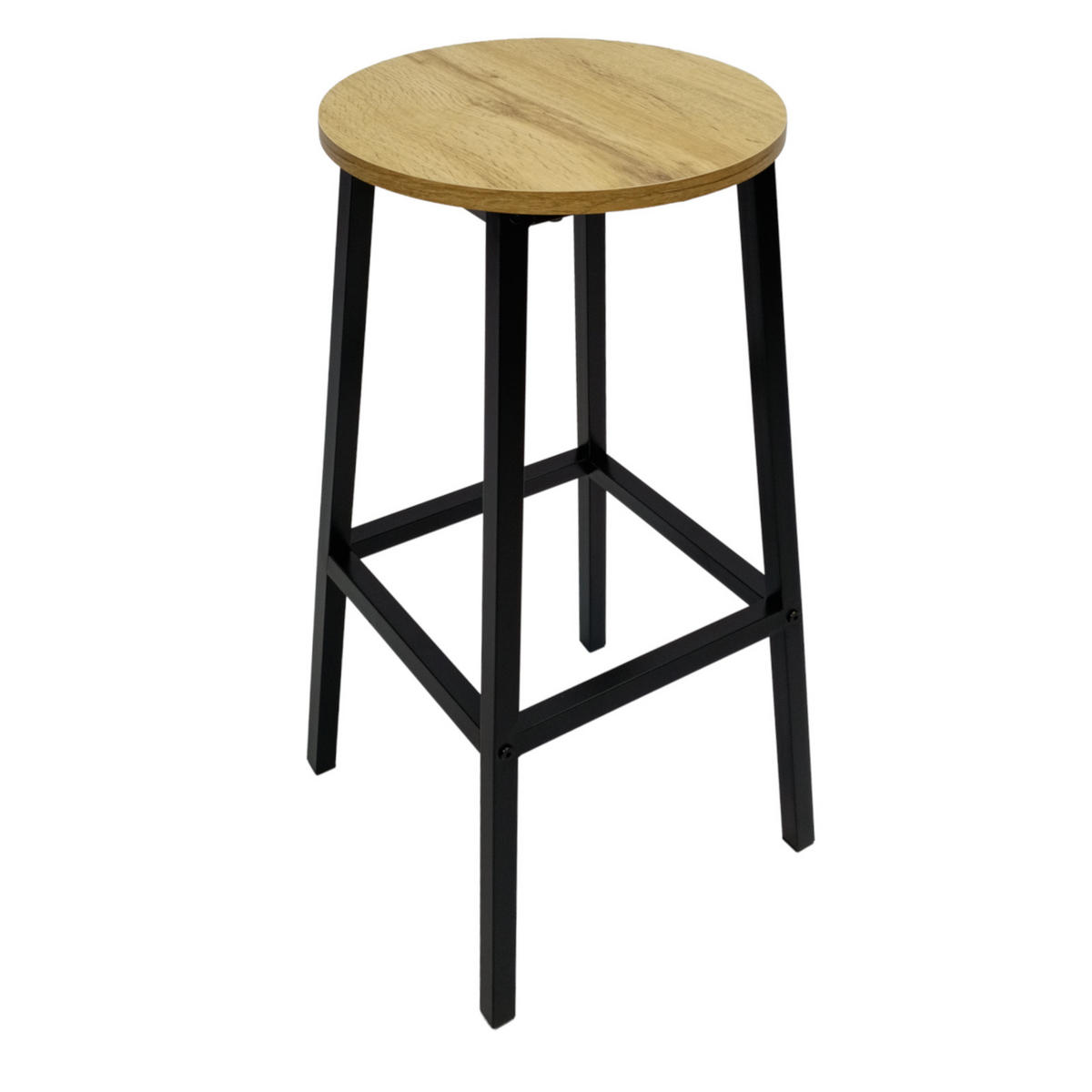 BARHOCKER Holzoptik Metall Eichefarbe Schwarz 2er Set 65×30×30 cm - Eichefarben/Schwarz, Holzwerkstoff/Metall (32/65/32cm) - Begryf