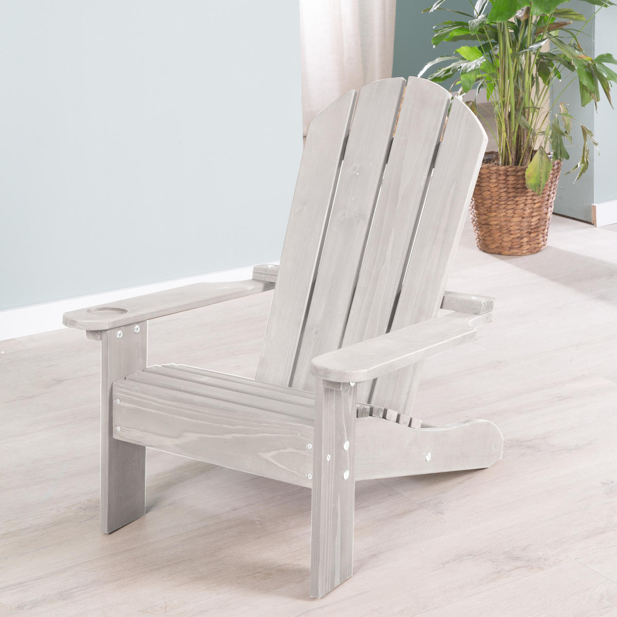 OUTDOORSTUHL "Deck Chair" - Hellgrau, Holz (51/60/55cm) - Roba