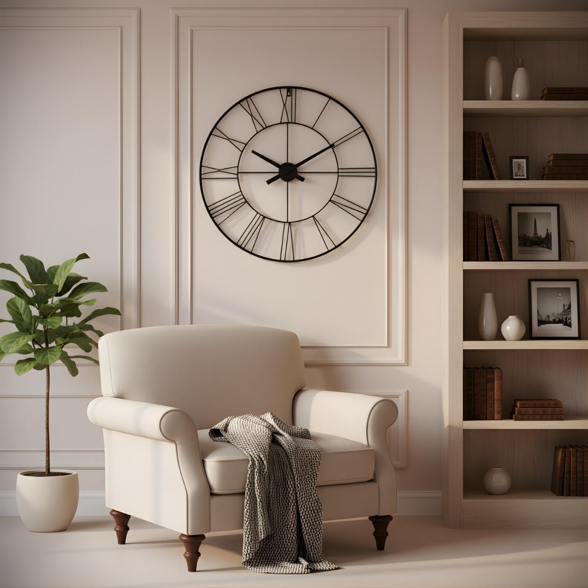 WANDUHR Aratio Ø 70 cm - Schwarz, Metall (70/70/3cm) - EDAXO