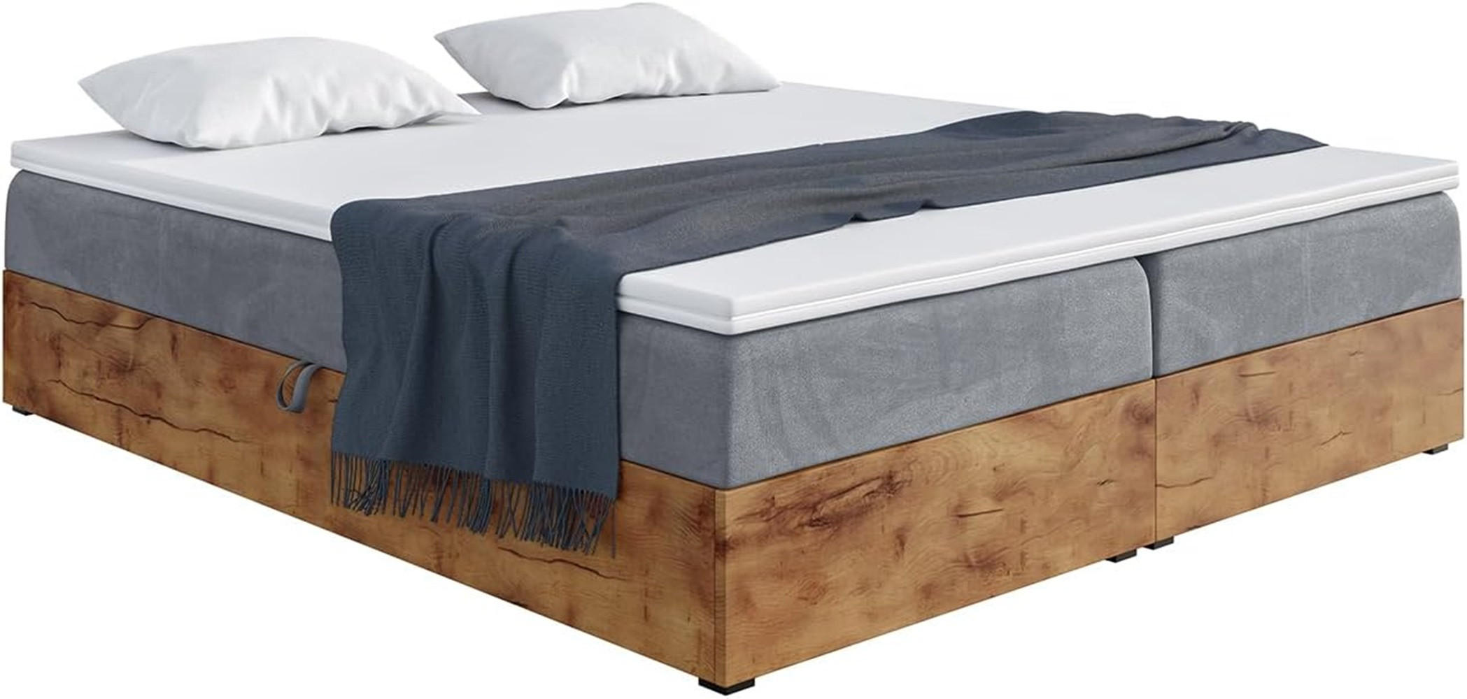 Meblini Boxspringbett Grau 140x220 cm
