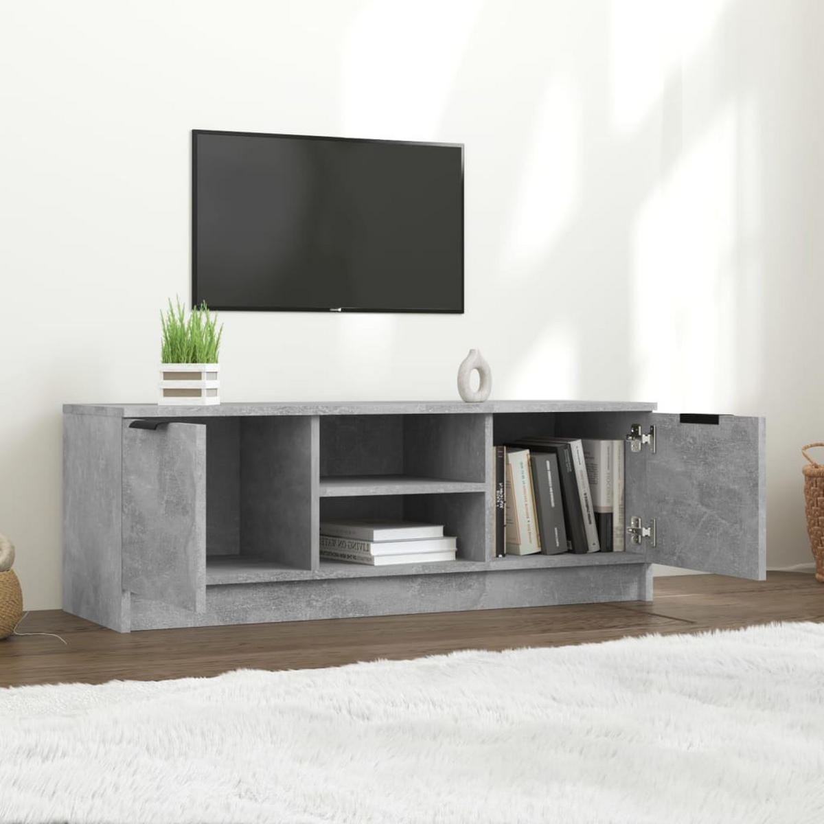 TV-SCHRANK Betongrau 102/35/36,5 Cm Holzwerkstoff - Grau, Holzwerkstoff (30/40/120cm) - vidaXL