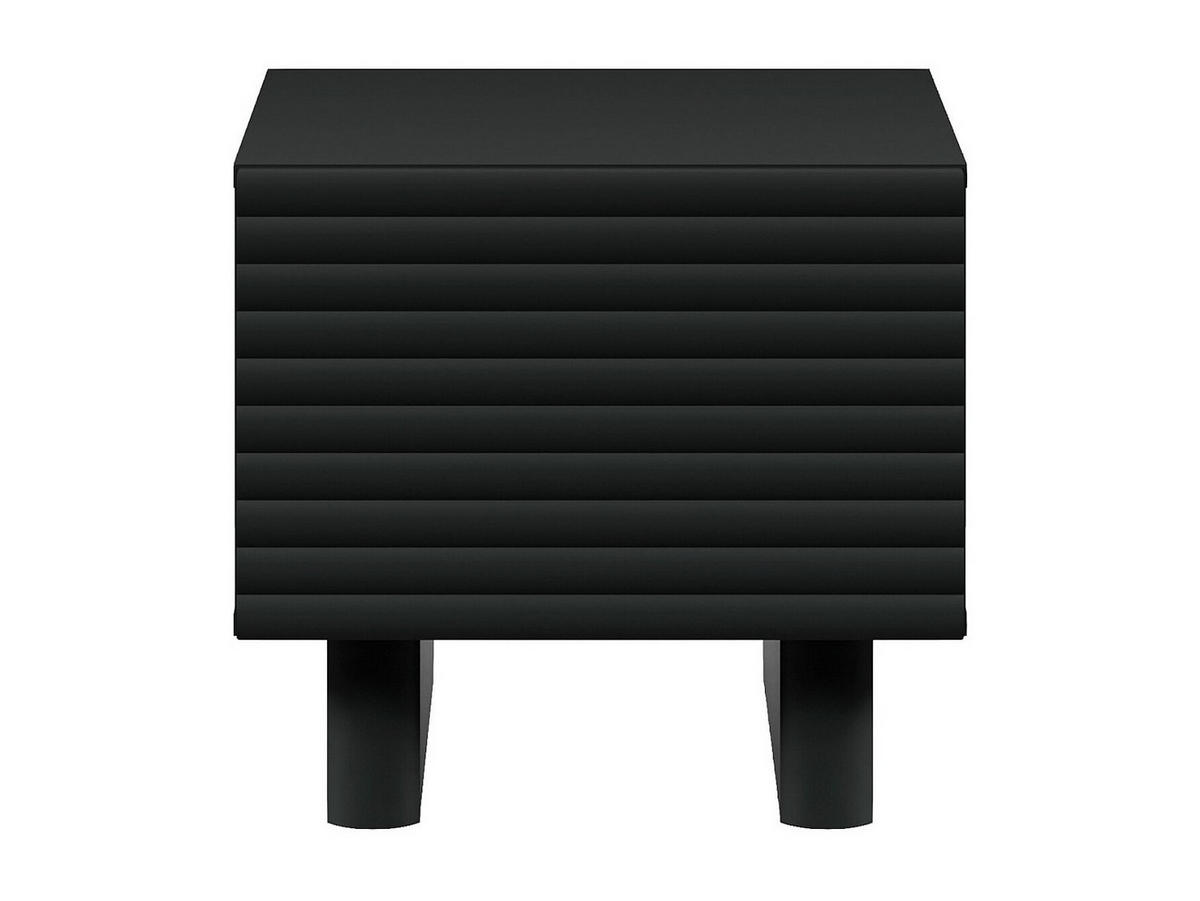 NACHTTISCH mit 1 Tür - MDF - Schwarz - LUDIMA - Schwarz, Holz (50/46.1/36.8cm) - Vente-Unique