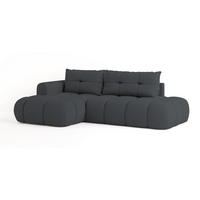 ECKSOFA FLUMA L-S Graphitfarben Geflochtener Stoff mit Schlaffunktion - Graphitfarben, Holz (274/165cm) - MASSENO