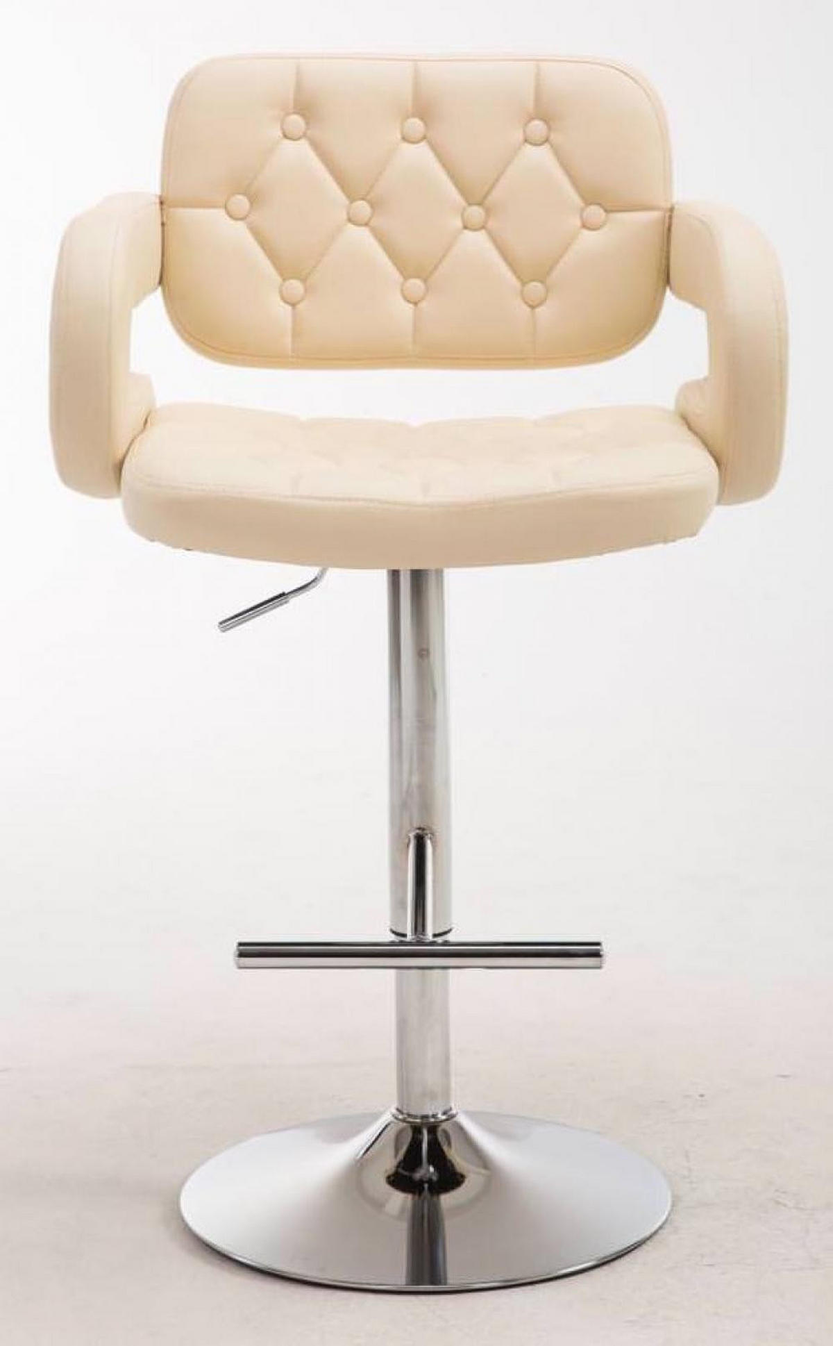 BARHOCKER 2er Set Lederlook creme - Chromfarben/Creme, Textil/Metall (62/103/55cm) - CLP