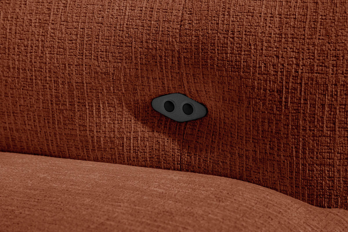 ECKSOFA SVEN 3-Sitzer, 1 Relax XL, verstellbare Kopfstützen, rot - Rot/Schwarz, Holzwerkstoff/Textil (256/163cm) - Courtois Laville