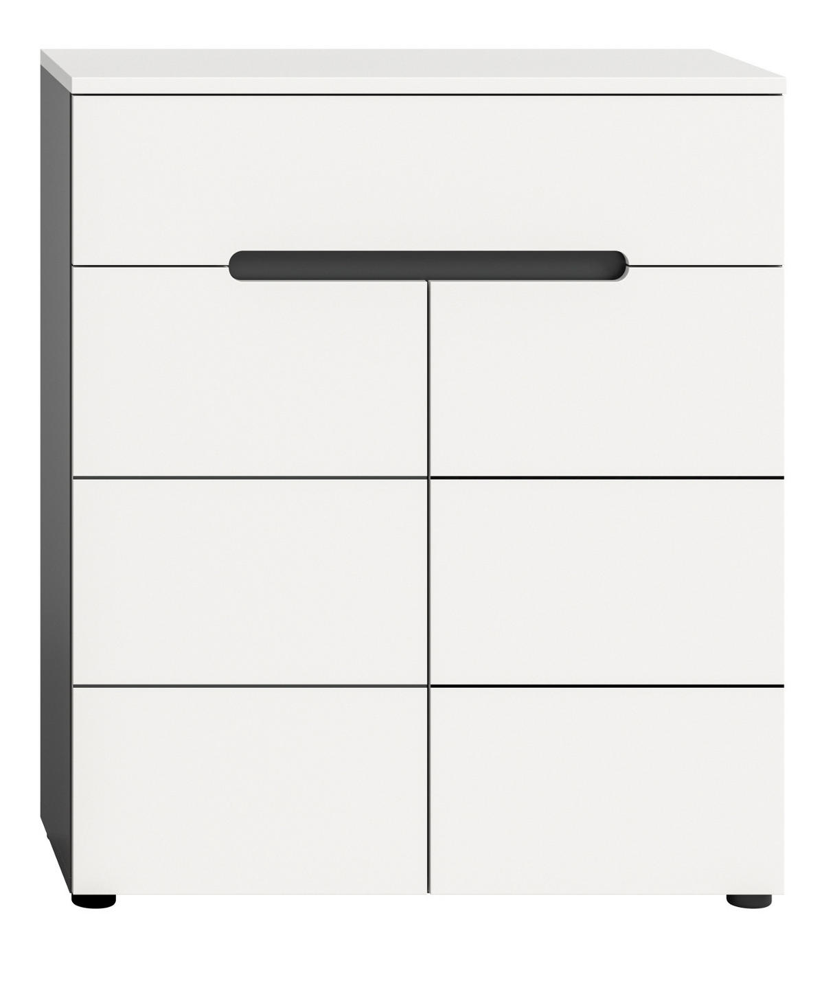 SCHUHKOMMODE weiß, grau, Flurkommode 80 x 94 cm mit Soft-Close, Cooper - Schwarz/Weiß, Holzwerkstoff/Kunststoff (80/94/37cm) - Inn.Furn