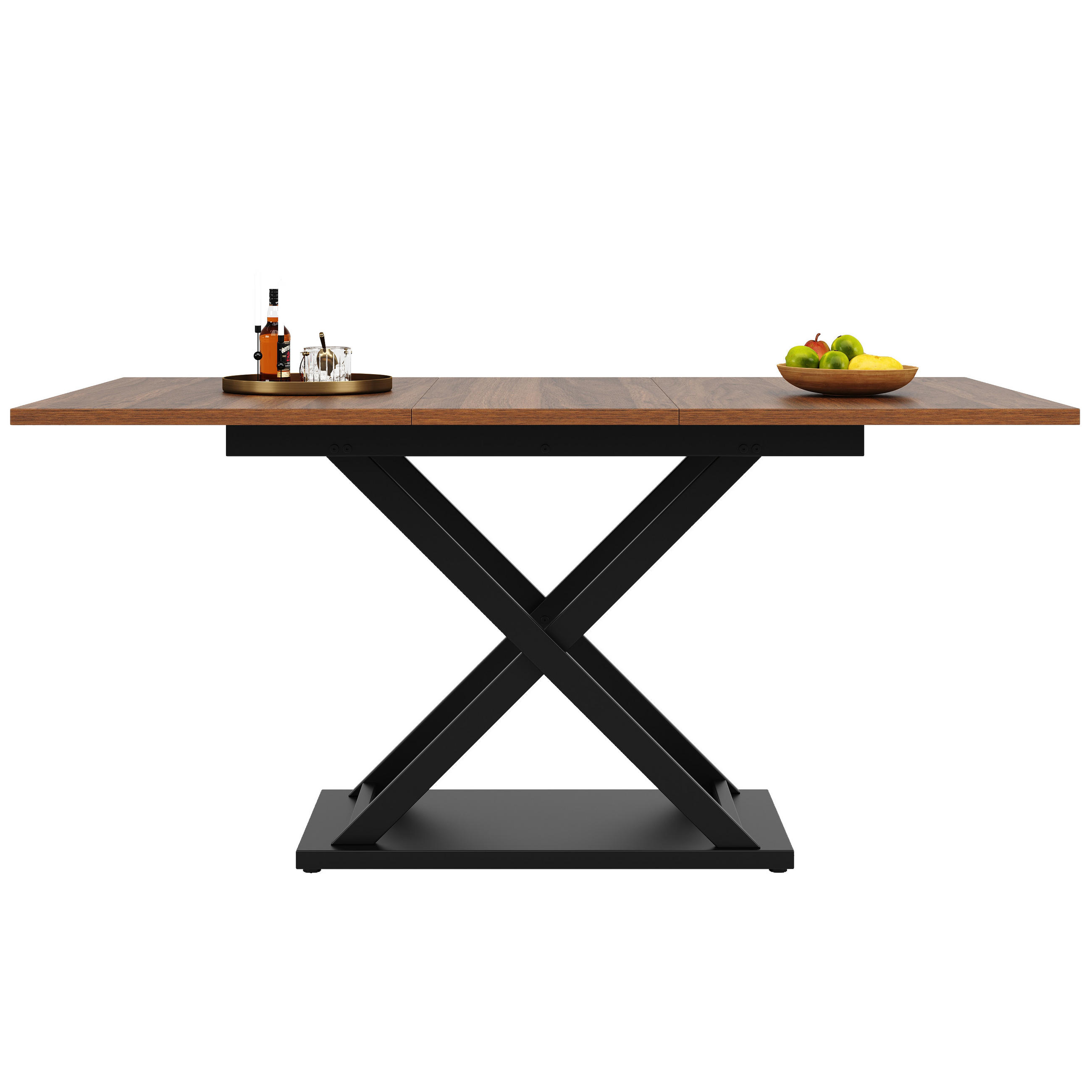 AUSZIEHTISCH Walnussfarben/Schwarz 120-160/80/75 cm - Walnussfarben, Holz (80/120/75cm) - PANGIVO