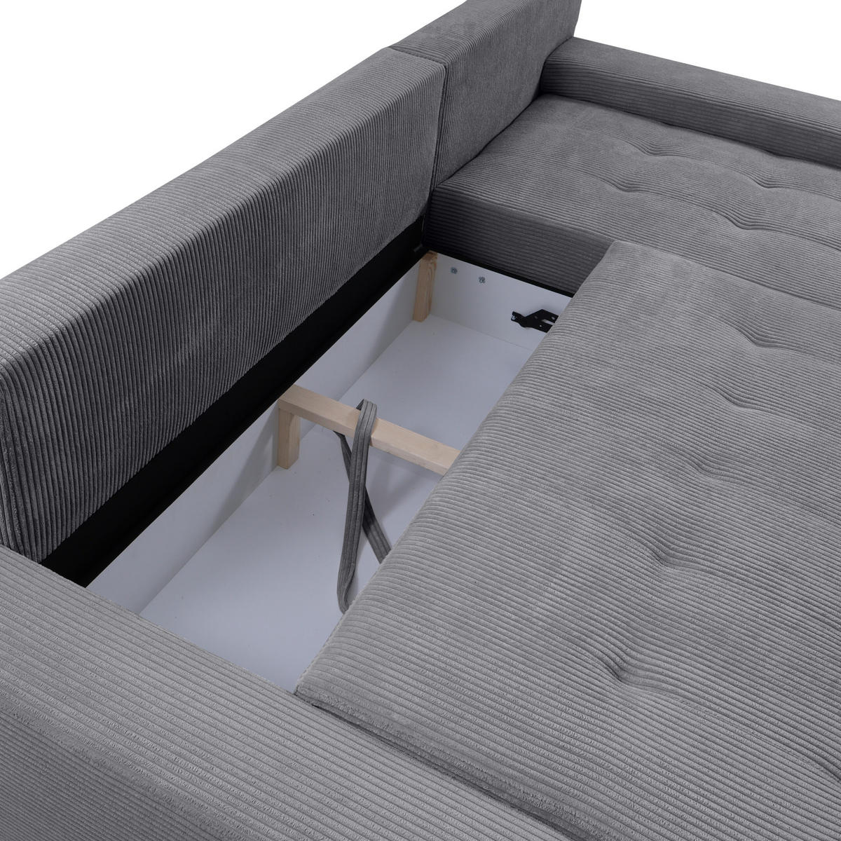ECKSOFA mit Bettkasten Tragel L, Dunkelgrau - Grau, Textil (185/265cm) - Meblito