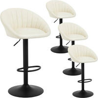 BARHOCKER 4er Set Kunstleder, Metall, Beige - Beige/Schwarz, Kunststoff/Metall (53/83/45cm) - Woltu