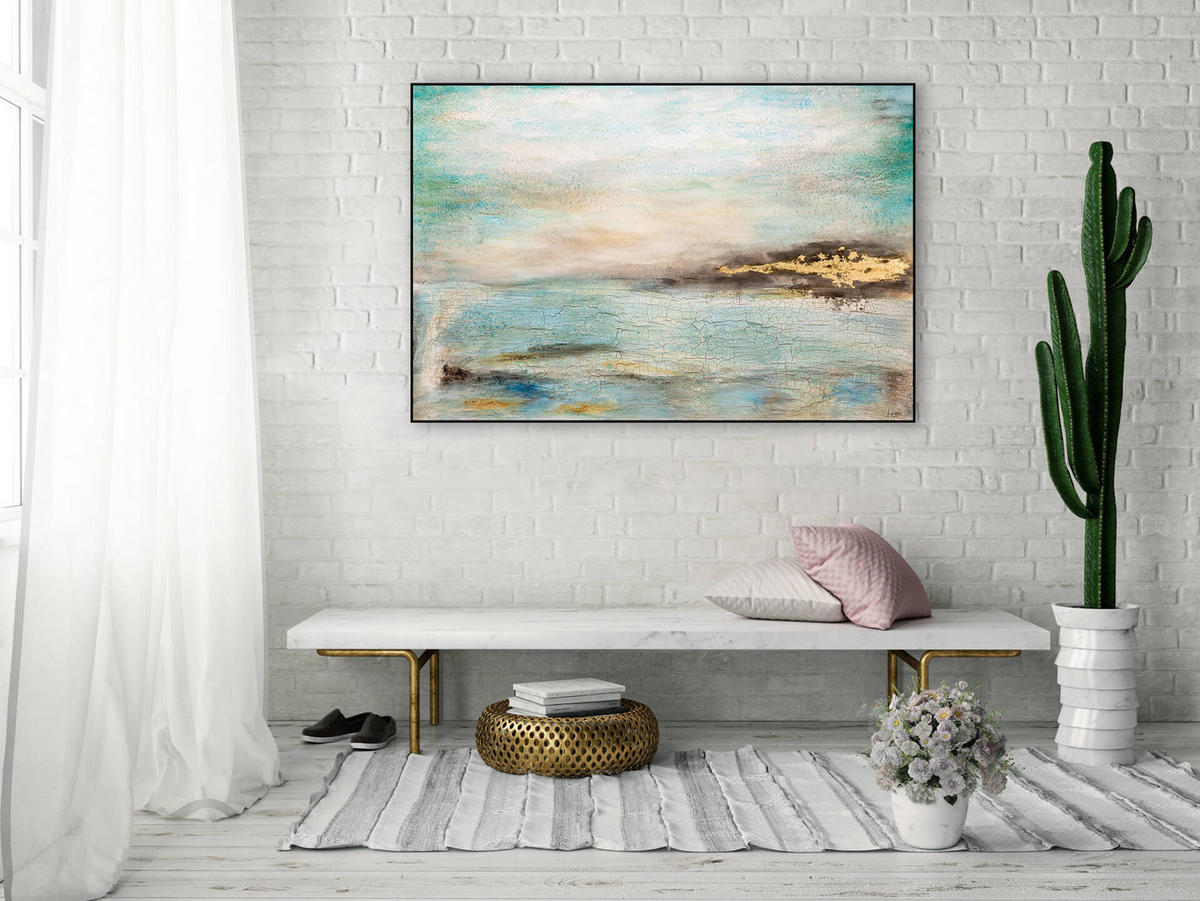ÖLGEMÄLDE 120/80 cm - Blau, Holz/Textil (120/80cm) - KUNSTLOFT