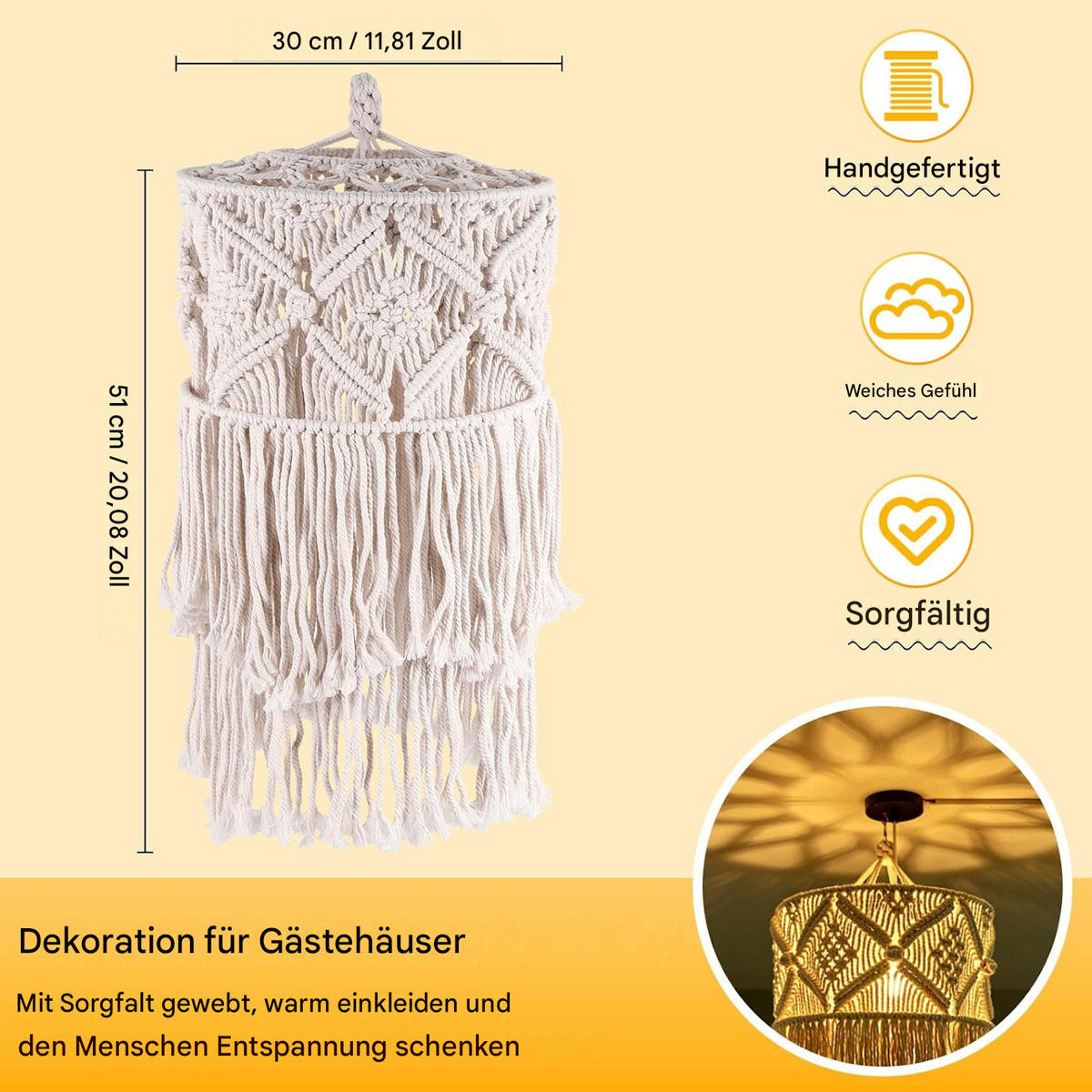 LAMPENSCHIRM Naturfaser Gewebt 45/30/30cm - Weiß, Textil (30/45/30cm) - Authentics