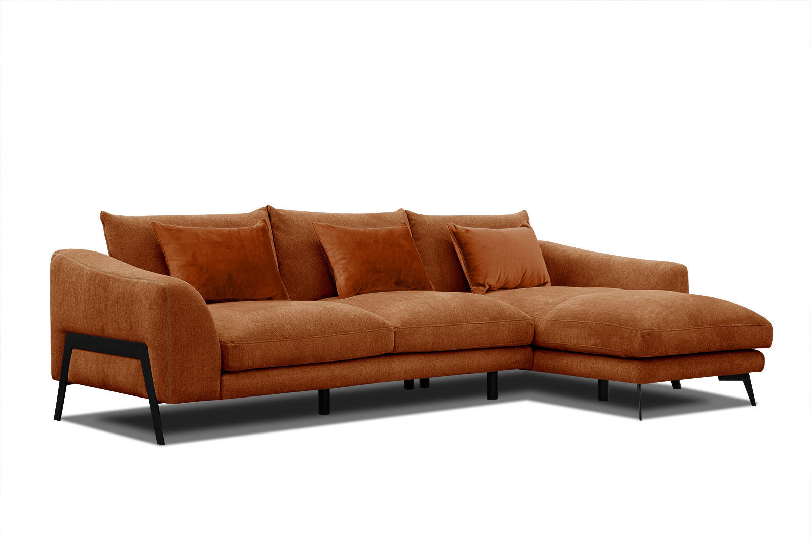 ECKSOFA WINTER 4-Sitzer, dunkelorange - Dunkelorange/Schwarz, Holzwerkstoff/Textil (293/172cm) - Courtois Laville