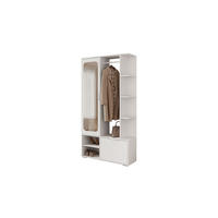 GARDEROBE NOLA 100/33,1/188,5 cm Weiß mit Spiegel und Schuhschrank - Weiß, Holzwerkstoff/Metall (100/188.5/33.1cm) - Lookway