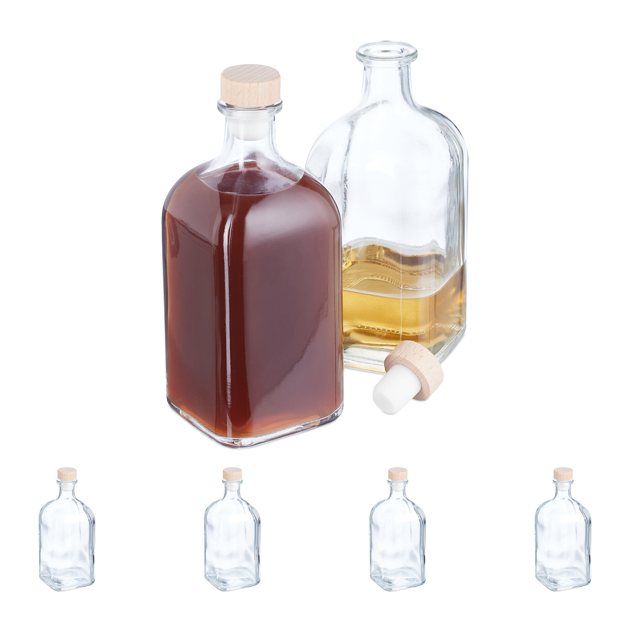 6XFLASCHE - Transparent, Glas/Kunststoff (7.5/18/7.5cm) - Relaxdays