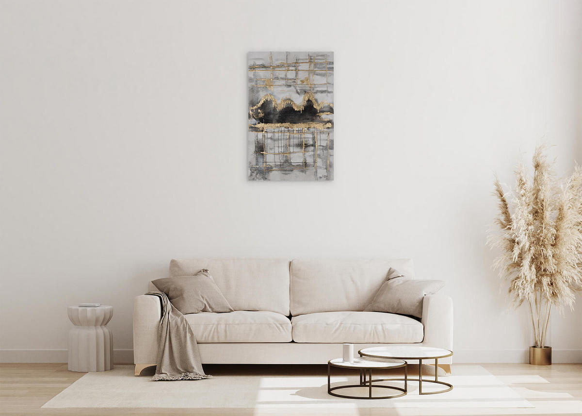 ACRYLBILD HANDGEMALT 60/90 cm - Schwarz/Grau, Holz/Textil (60/90cm) - KUNSTLOFT