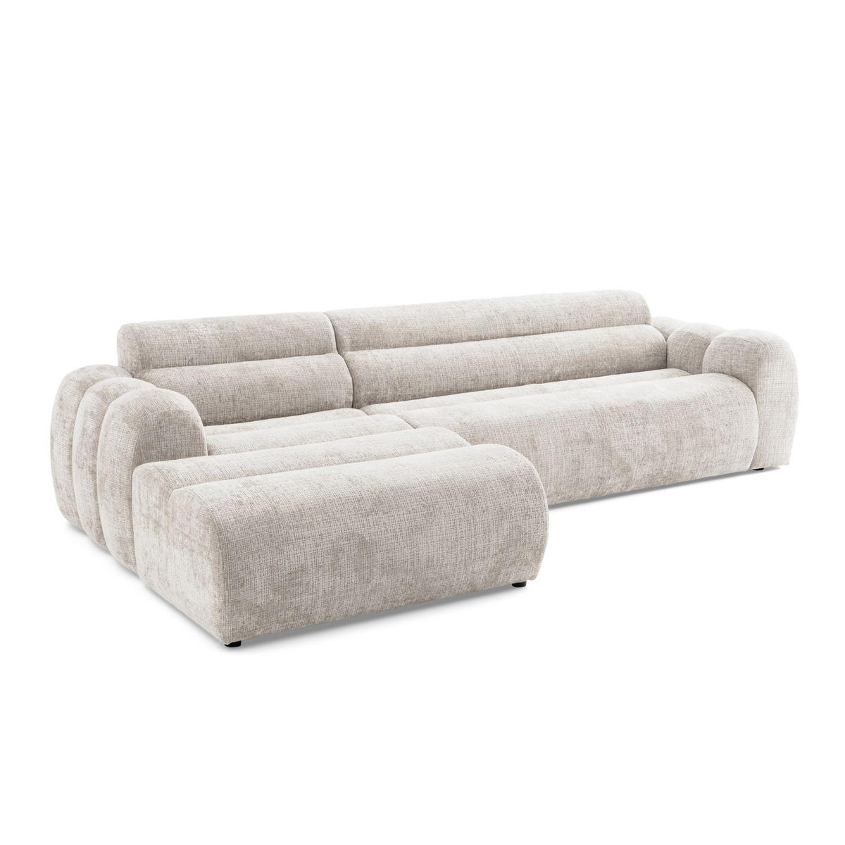 4-SITZER modulares Ecksofa VEER SET 1 Links, 298 x 175 cm, Chenille Webstoff Creme - Creme/Schwarz, Holz/Kunststoff (298/175cm) - Muffo