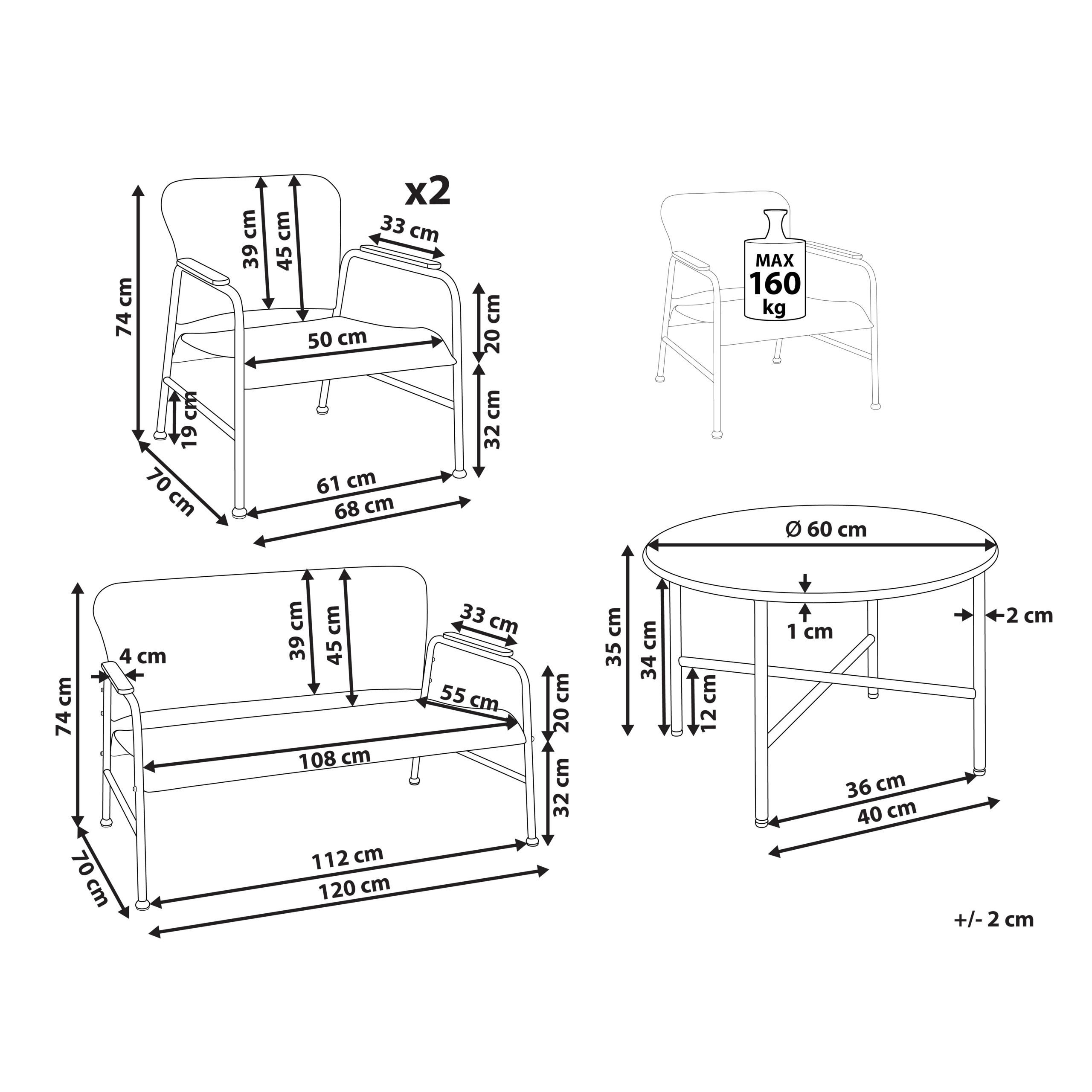 Thumbnail - Beliani Gartenlounge, Natur, Schwarz, Kunststoff, Loungemöbel, Loungemöbel-Sets