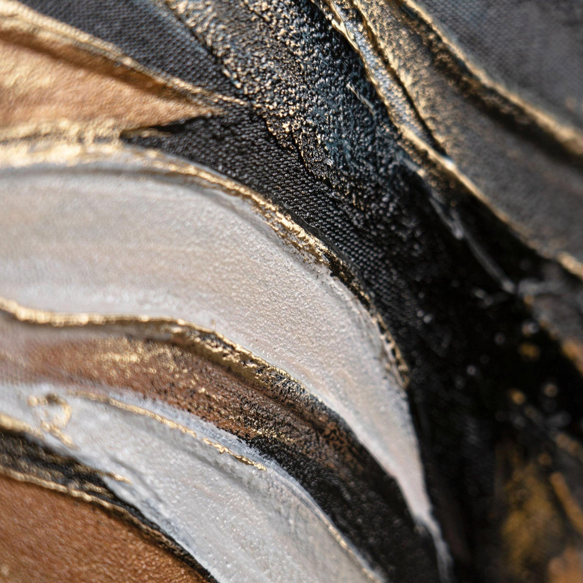 GEMÄLDE Goldene Blätter Schattenfugenrahmen Schwarz 60x40 cm - Schwarz, Holz (60/40cm) - YS-art gallery